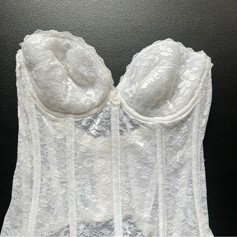 Carnival White Lace Bustier Corset Longline Underwire Sexy Top Size 34C - Picture 2 of 11